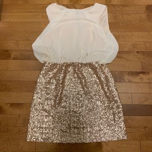 Cream Top/ Gold Sequinned dress